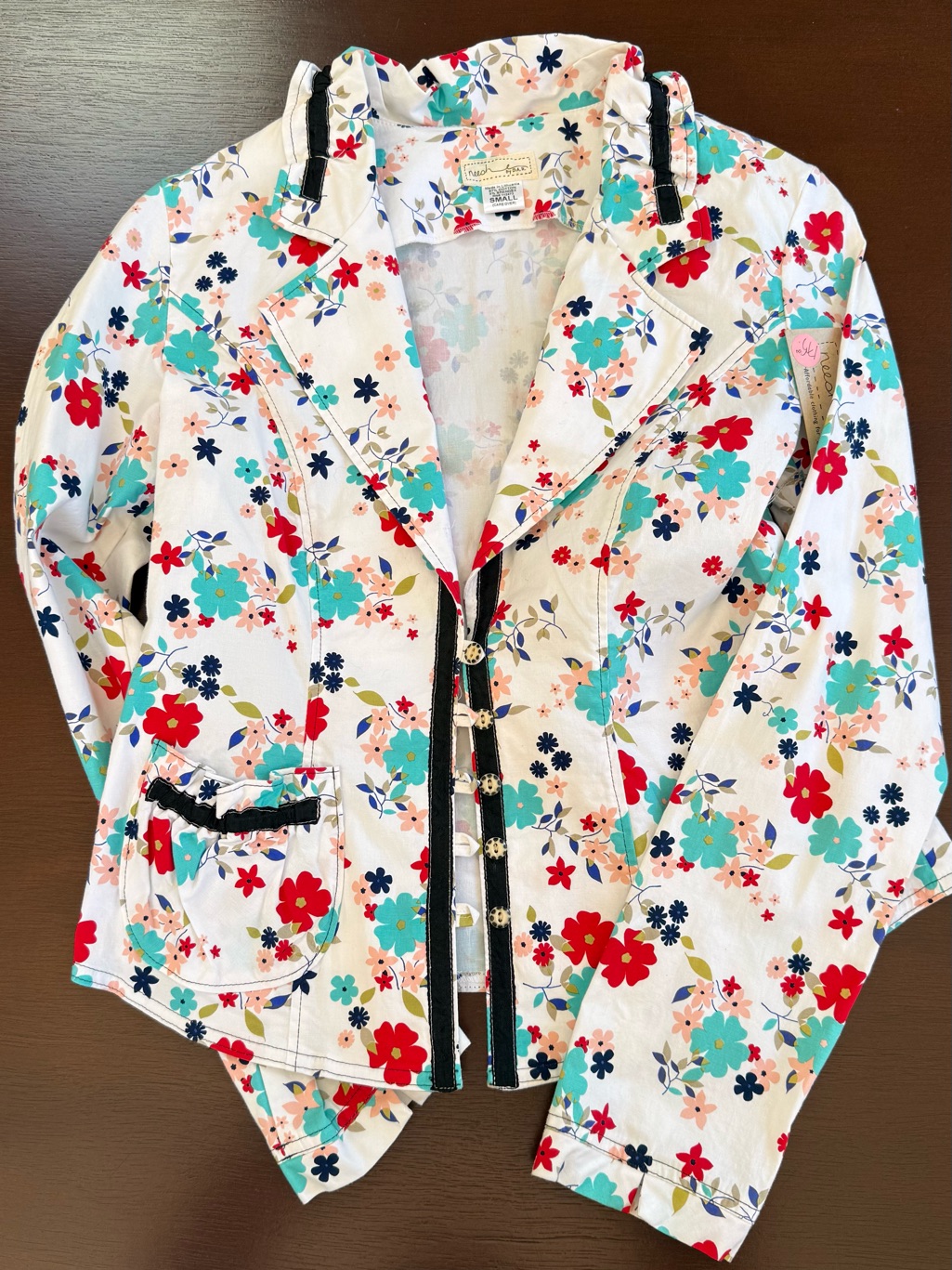 Floral Cotton Blazer Jacket - White Multi